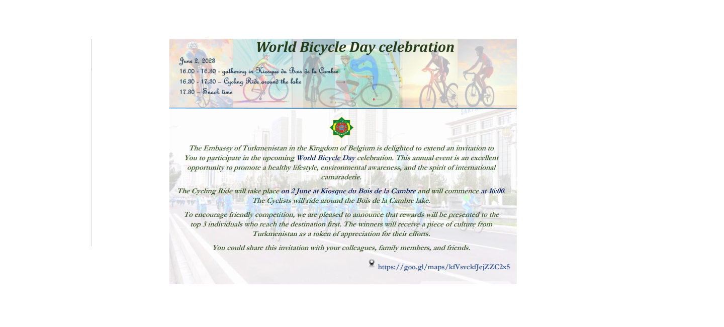 Embassy of Turkmenistan to organize the celebration of World Bike Day